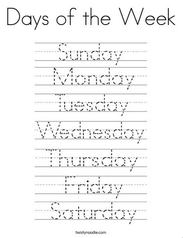 Days of the Week Activities - The Homeschool Daily