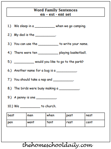 WORD FAMILY PRINTABLES & ACTIVITIES - The Homeschool Daily