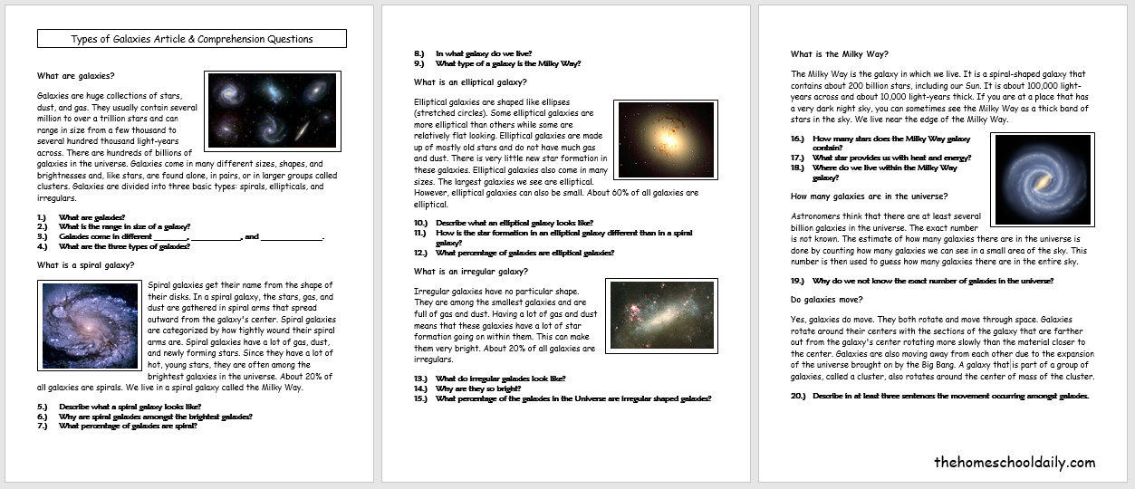 Types of Galaxies Unit - The Homeschool Daily