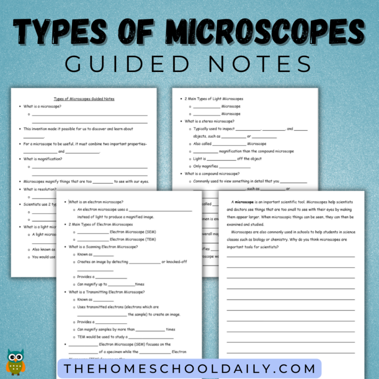 Types of Microscopes Pack - The Homeschool Daily
