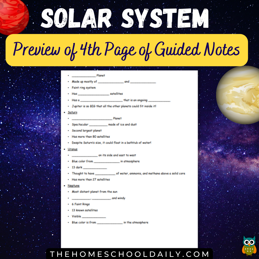 Solar System PowerPoint & Guided Notes - The Homeschool Daily