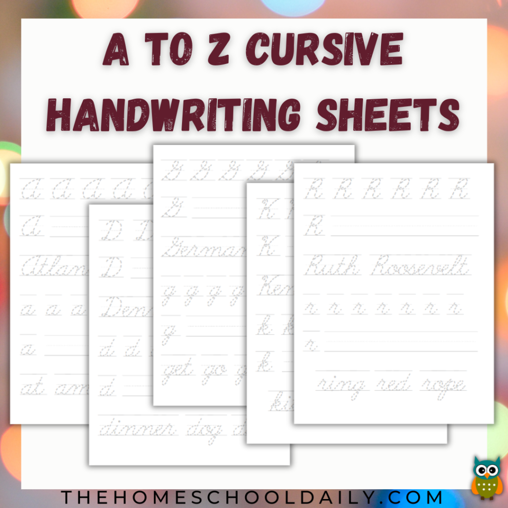 A to Z Cursive Handwriting Sheets - The Homeschool Daily